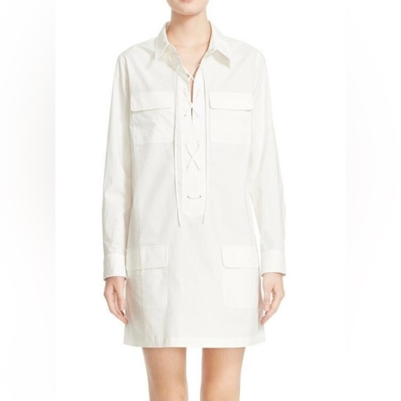 Equipment Dresses & Skirts - Equipment Femme White Knox Shirt Dress Long Sleeve